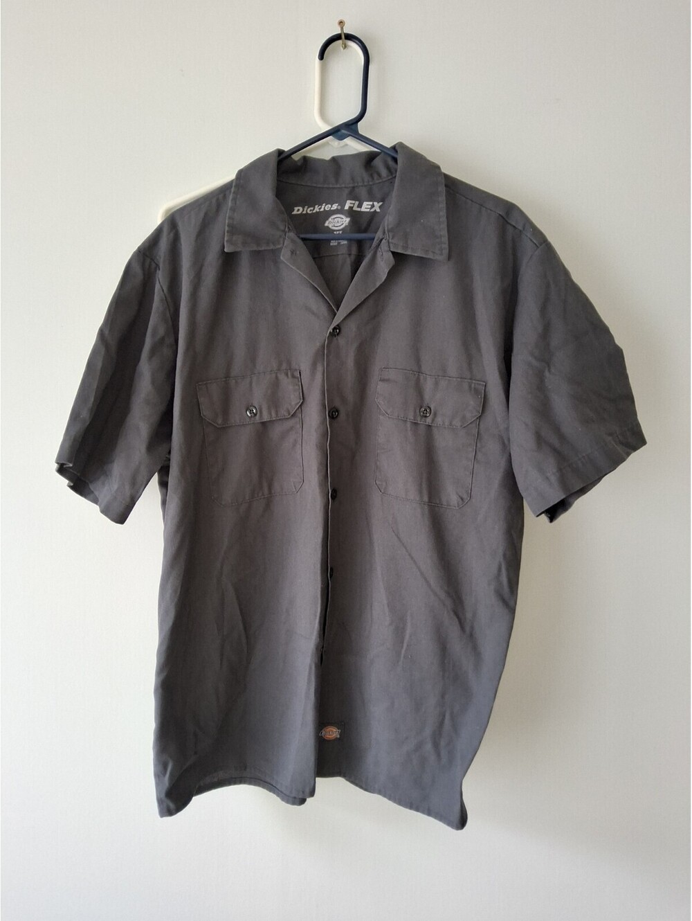 Dickies FLEX Men's Black Short Sleeve Button-Front Work Shirt, Size XL